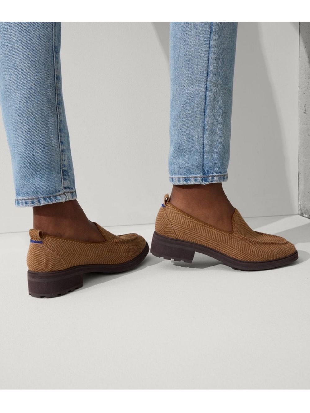Rothy's The Lug Slip-On Loafer in Brown Teak Herringbone Knit Size Women’s 9 - Picture 2 of 11